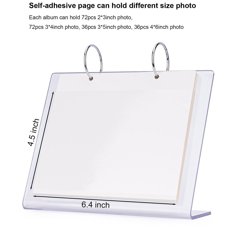 Frankmate 4x6 Desktop Acrylic Photo Album Clear Flip Frame Scrapbook Album Clear Slant Back Acrylic Sign Holder  Frames Desktop Display Holder  Photo Clip 34 Shows Album for Instax Mini Film - Image 4